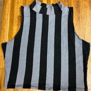 High neck cropped striped tank